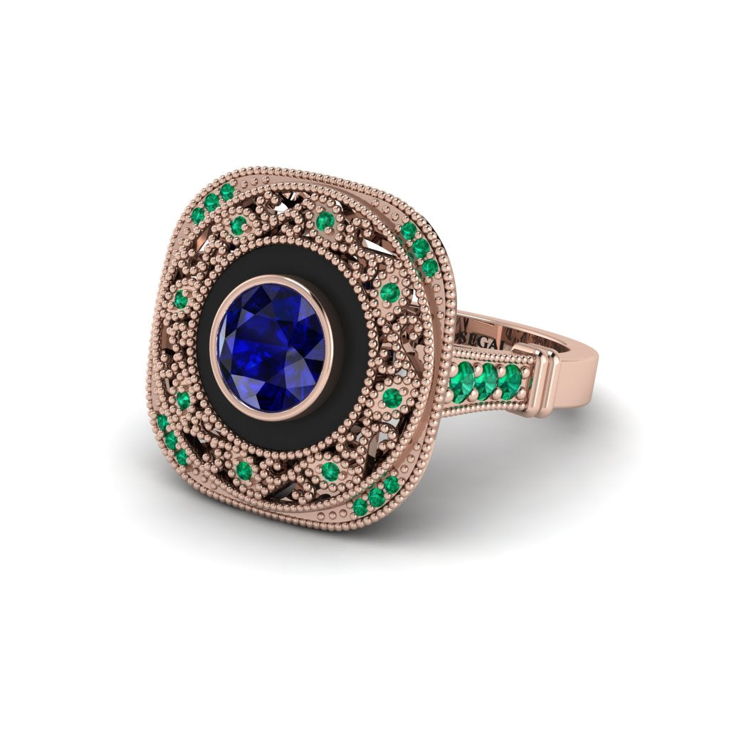 Fancy Art Deco Sapphire Ring - Pauline No. 29
