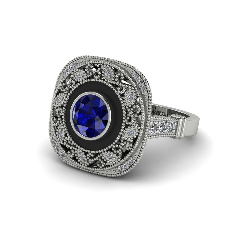 Fancy Art Deco Sapphire Ring - Pauline No. 15