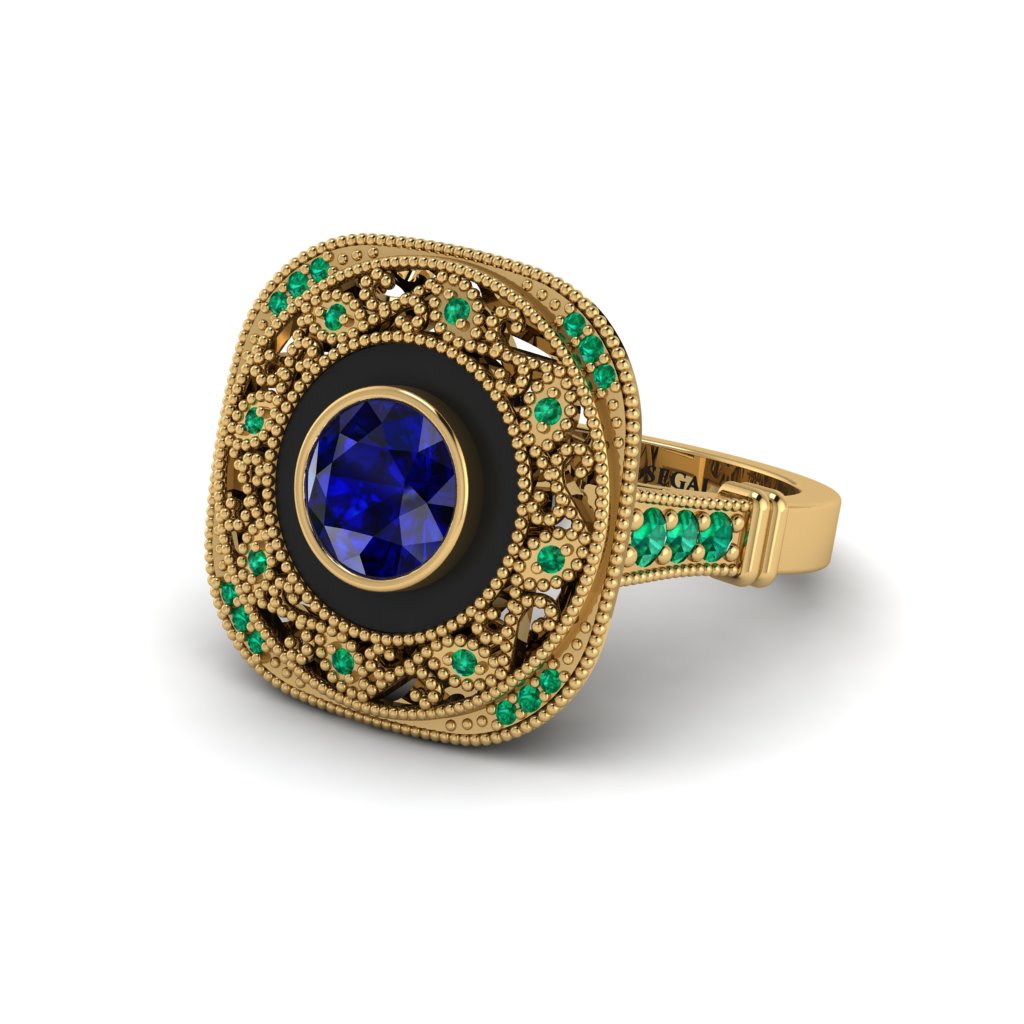 Fancy Art Deco Sapphire Ring - Pauline No. 28