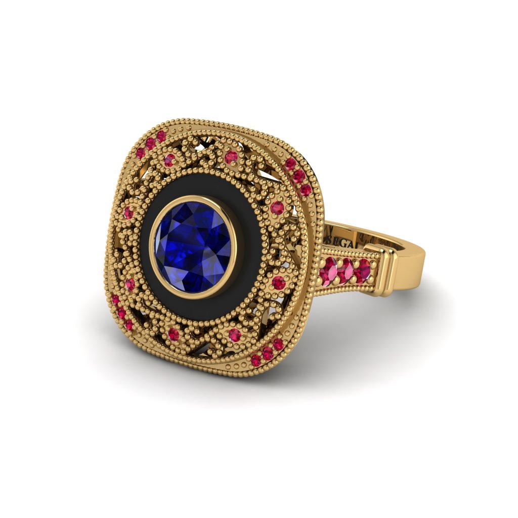 Fancy Art Deco Sapphire Ring - Pauline No. 58