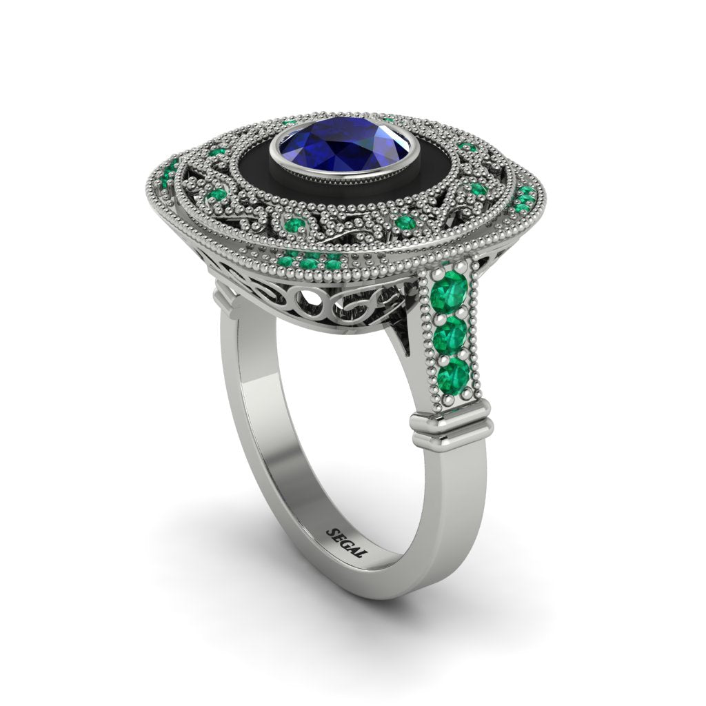Fancy Art Deco Sapphire Ring - Pauline No. 30
