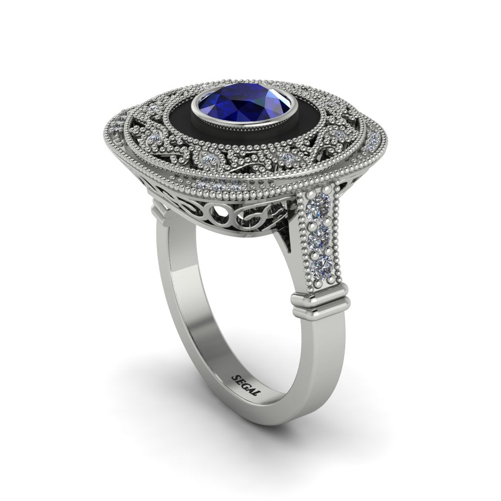 Fancy Art Deco Sapphire Ring - Pauline No. 15