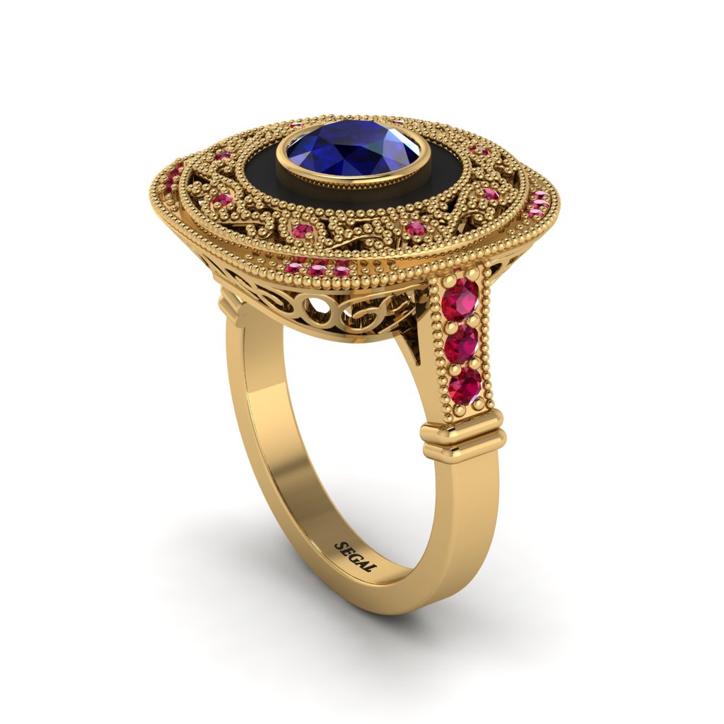 Fancy Art Deco Sapphire Ring - Pauline No. 58