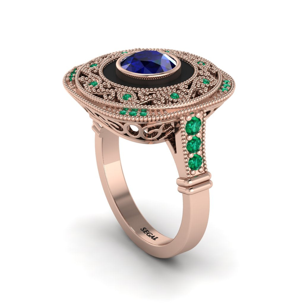 Fancy Art Deco Sapphire Ring - Pauline No. 29