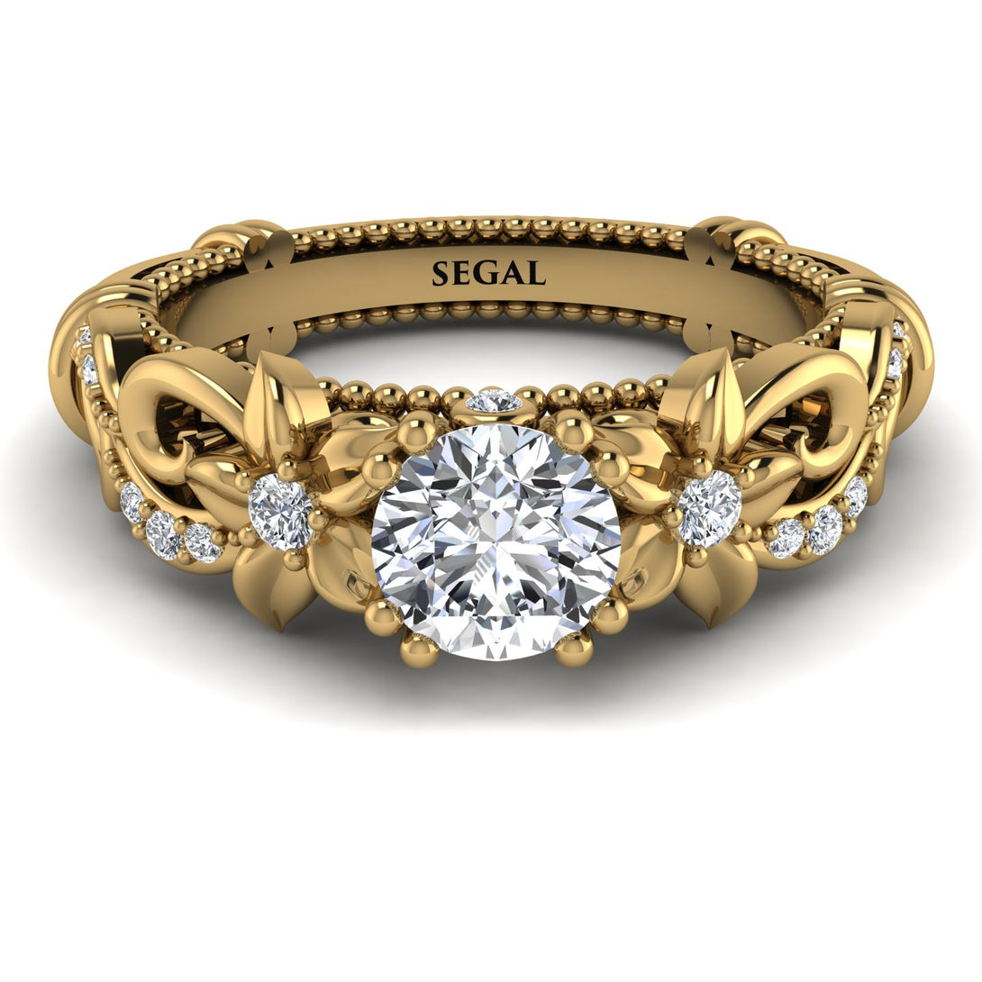 Vintage Flower Openwork Gold Diamond Engagement Ring - Ann No. 1