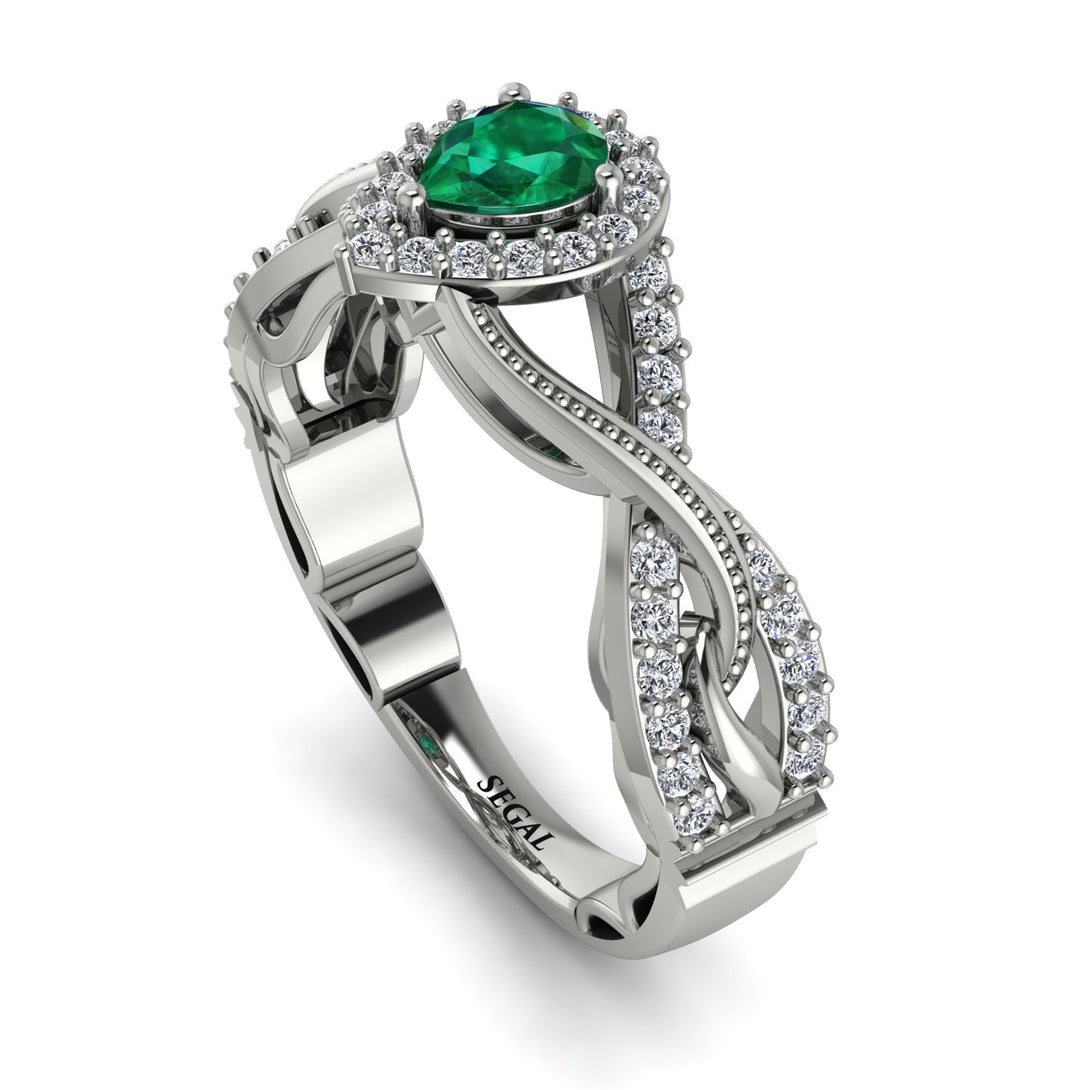 Infinity Inspired Halo Emerald Engagement Ring - Teresa No. 6
