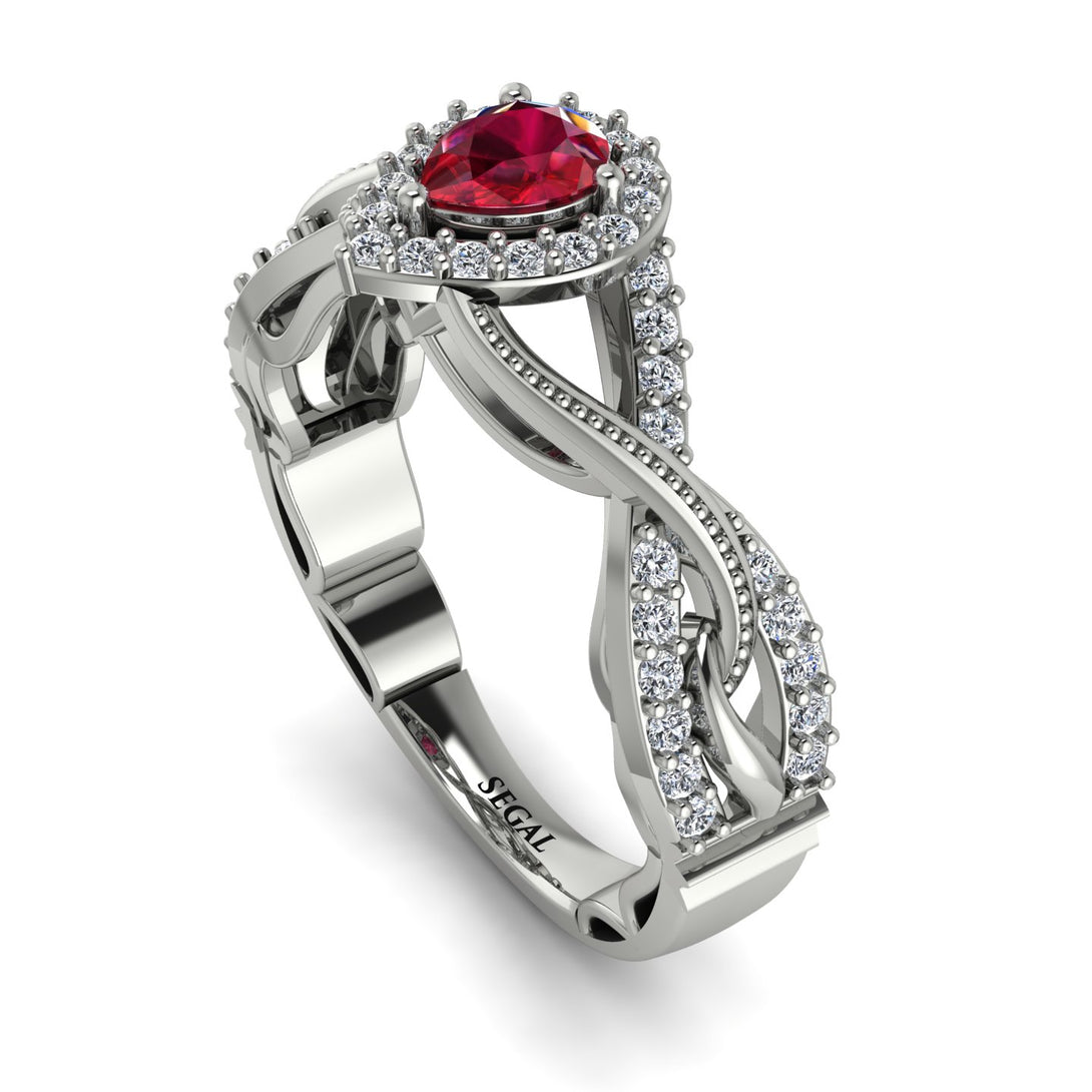 Infinity Inspired Halo Ruby Engagement Ring - Teresa No. 12
