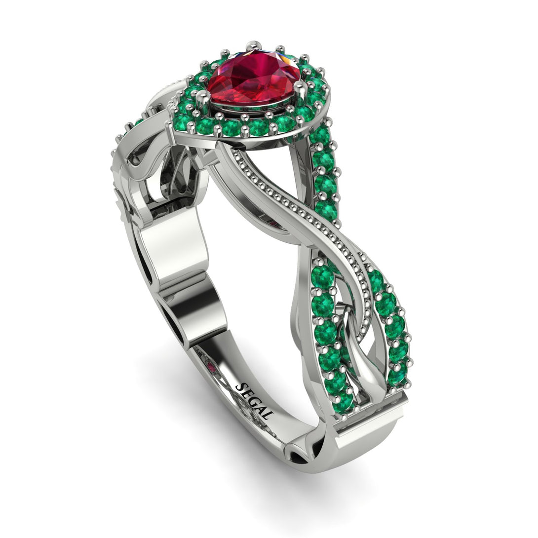 Infinity Inspired Halo Ruby Engagement Ring - Teresa No. 27