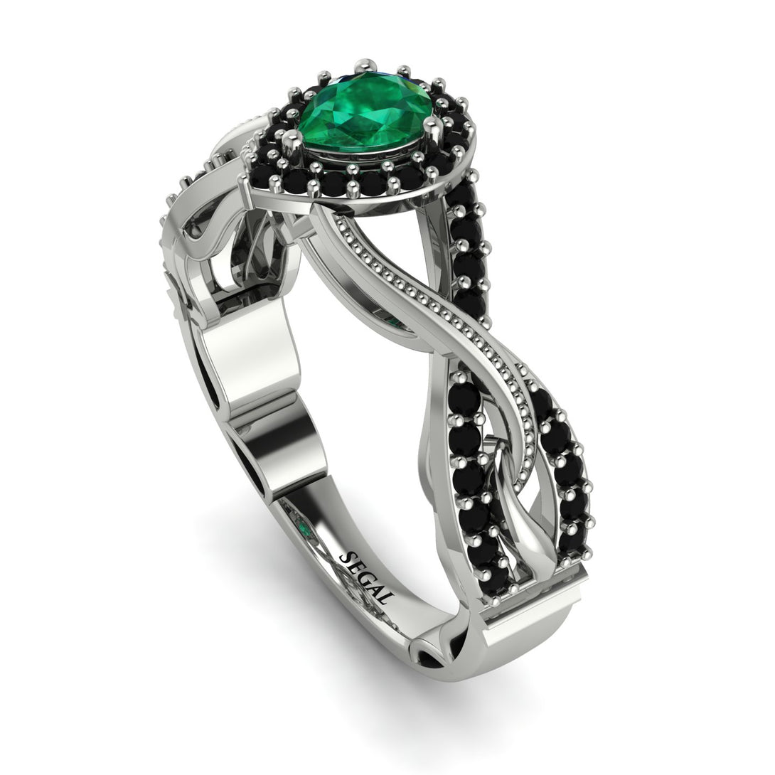 Infinity Inspired Halo Emerald Engagement Ring - Teresa No. 36