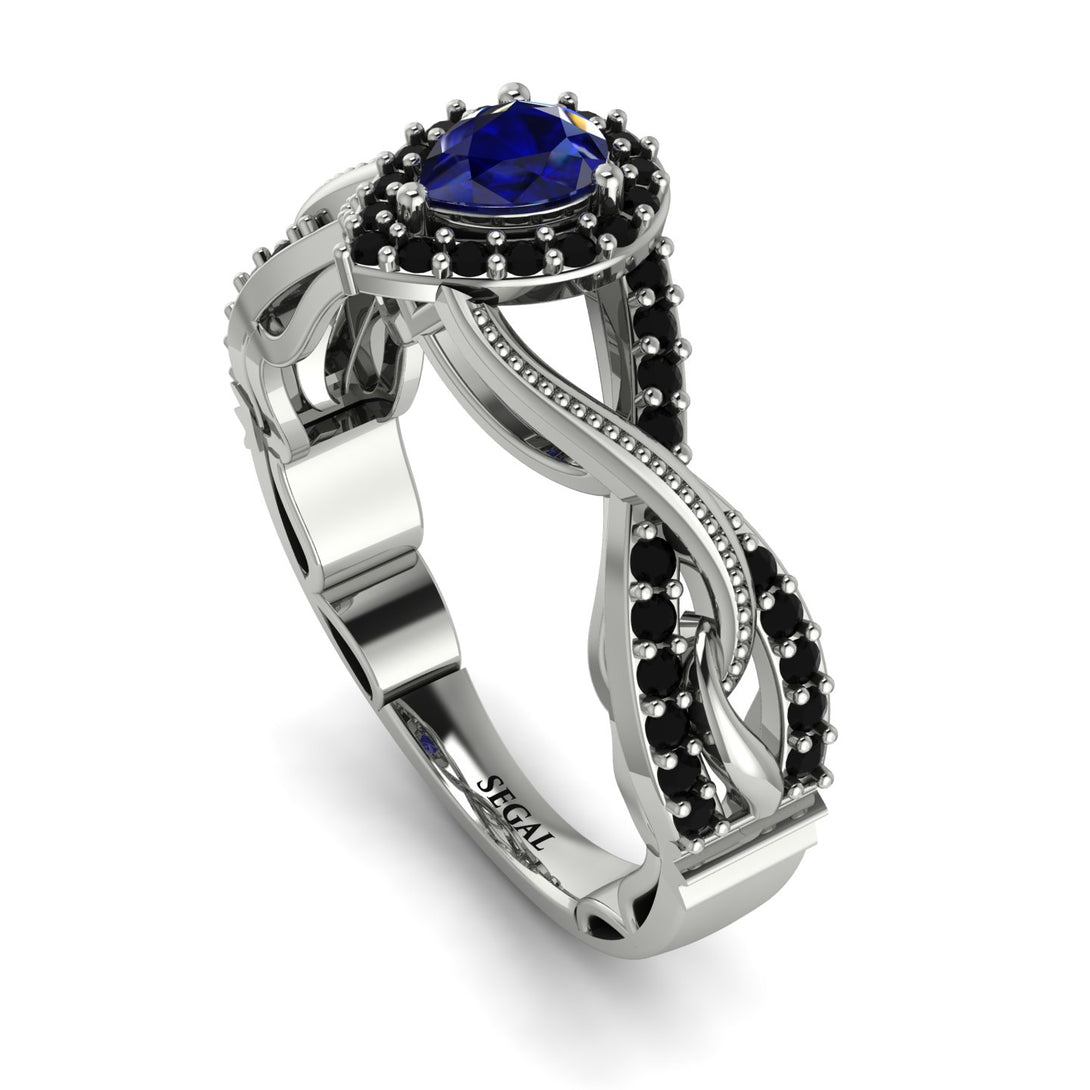 Infinity Inspired Halo Sapphire Engagement Ring - Teresa No. 45