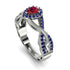 Infinity Inspired Halo Ruby Engagement Ring - Teresa No. 72