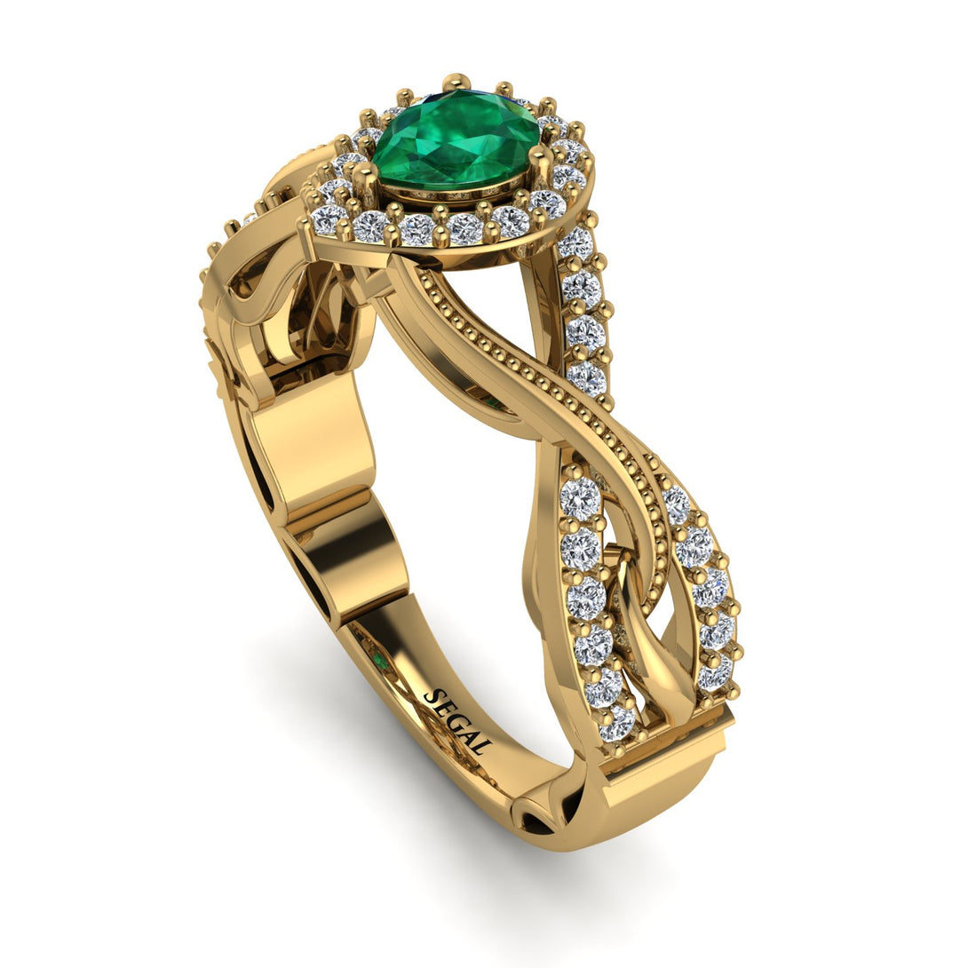 Infinity Inspired Halo Emerald Engagement Ring - Teresa No. 4