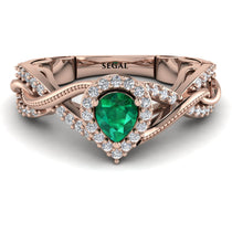 Infinity Inspired Halo Emerald Engagement Ring - Teresa No. 5 image 1