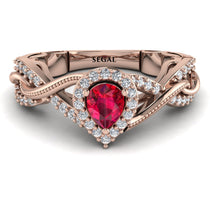 Infinity Inspired Halo Ruby Engagement Ring - Teresa No. 11 image 1