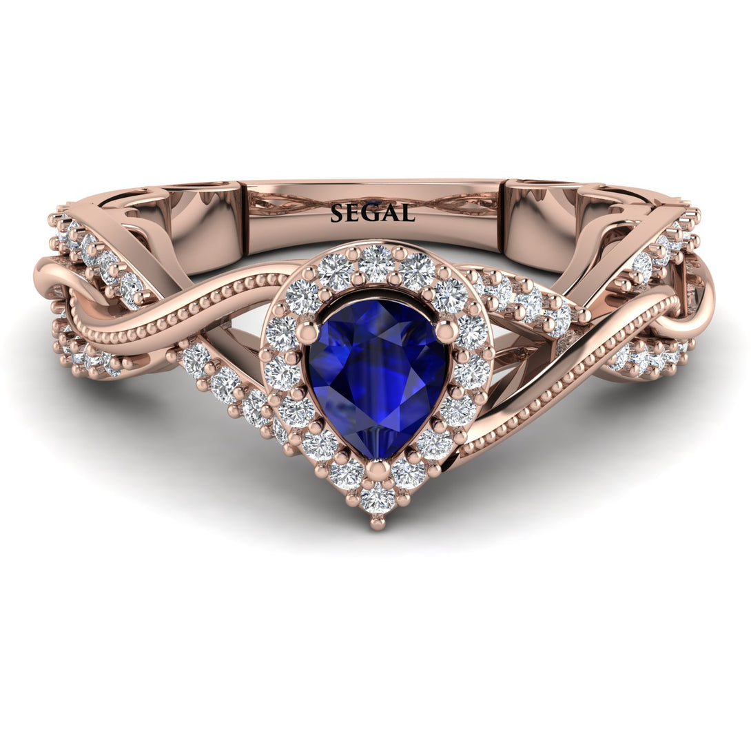 Infinity Inspired Halo Sapphire Engagement Ring - Teresa No. 14