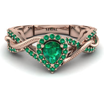 Infinity Inspired Halo Emerald Engagement Ring - Teresa No. 20 image 1