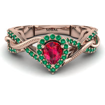Infinity Inspired Halo Ruby Engagement Ring - Teresa No. 26 image 1