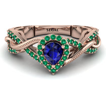 Infinity Inspired Halo Sapphire Engagement Ring - Teresa No. 29 image 1