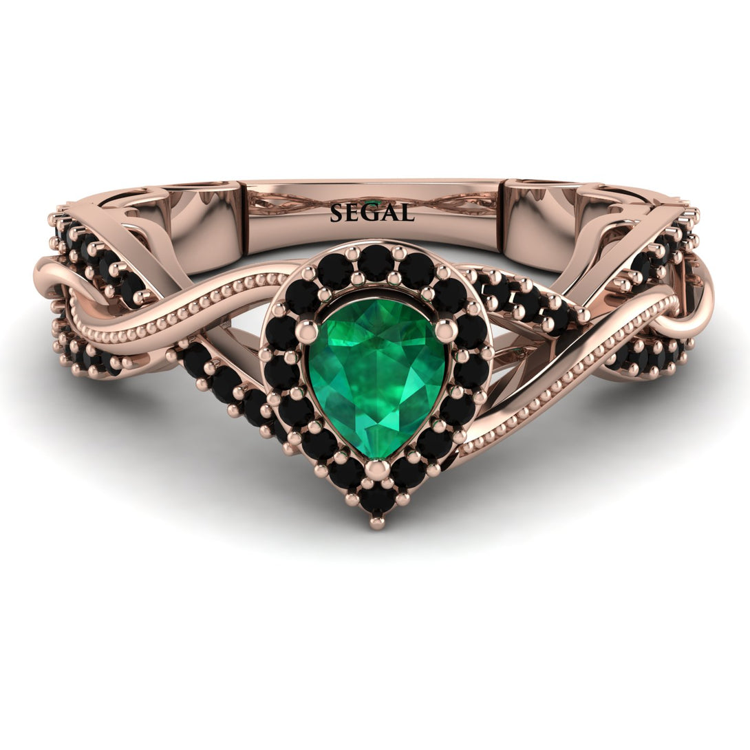 Infinity Inspired Halo Emerald Engagement Ring - Teresa No. 35
