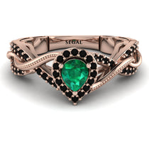 Infinity Inspired Halo Emerald Engagement Ring - Teresa No. 35 image 1