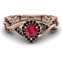 Infinity Inspired Halo Ruby Engagement Ring - Teresa No. 41 image 1