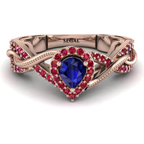 Infinity Inspired Halo Sapphire Engagement Ring - Teresa No. 59 image 1