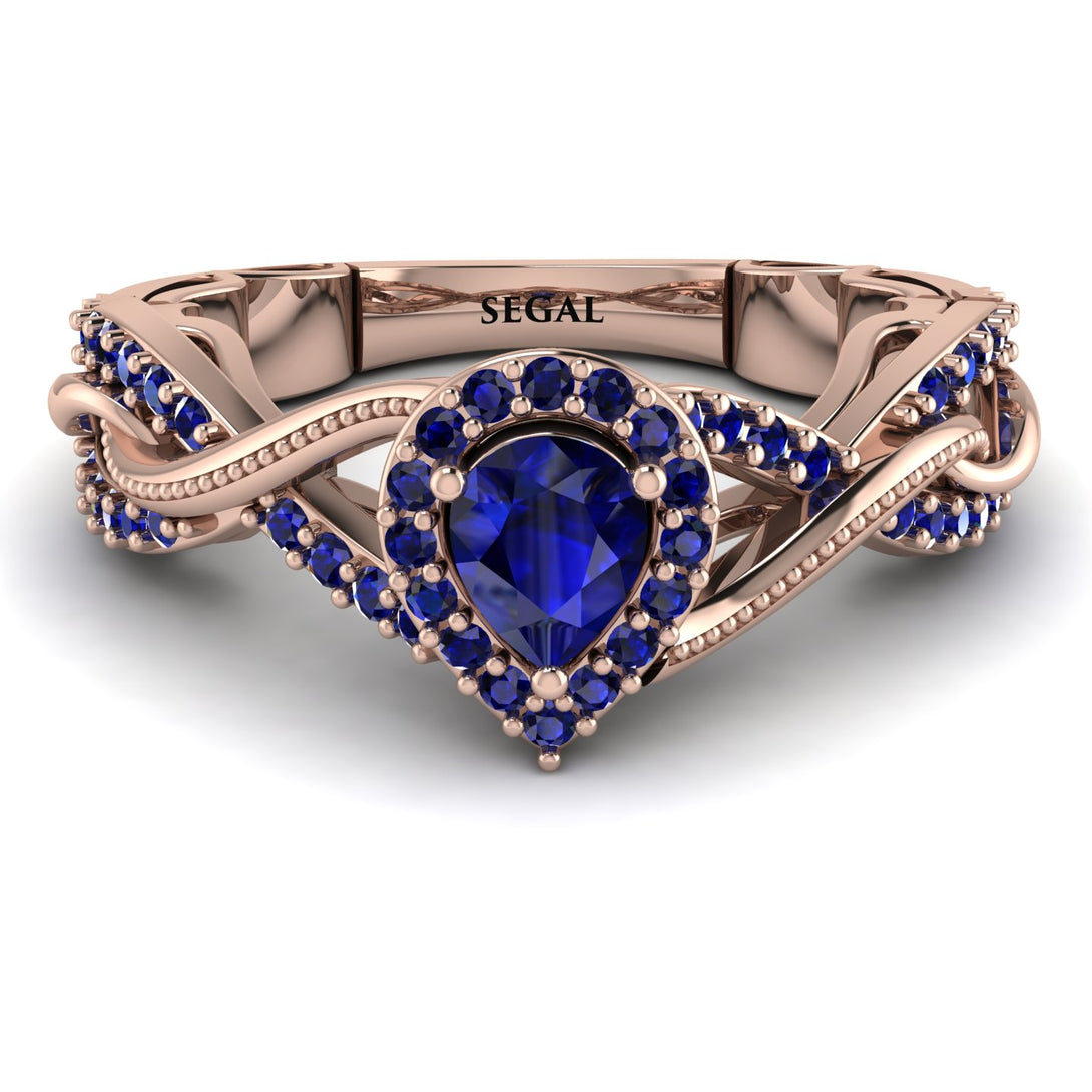 Infinity Inspired Halo Sapphire Engagement Ring - Teresa No. 74