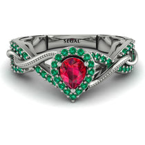 Infinity Inspired Halo Ruby Engagement Ring - Teresa No. 27 image 1