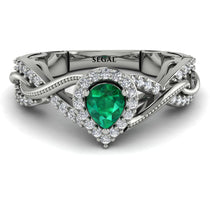 Infinity Inspired Halo Emerald Engagement Ring - Teresa No. 6 image 1