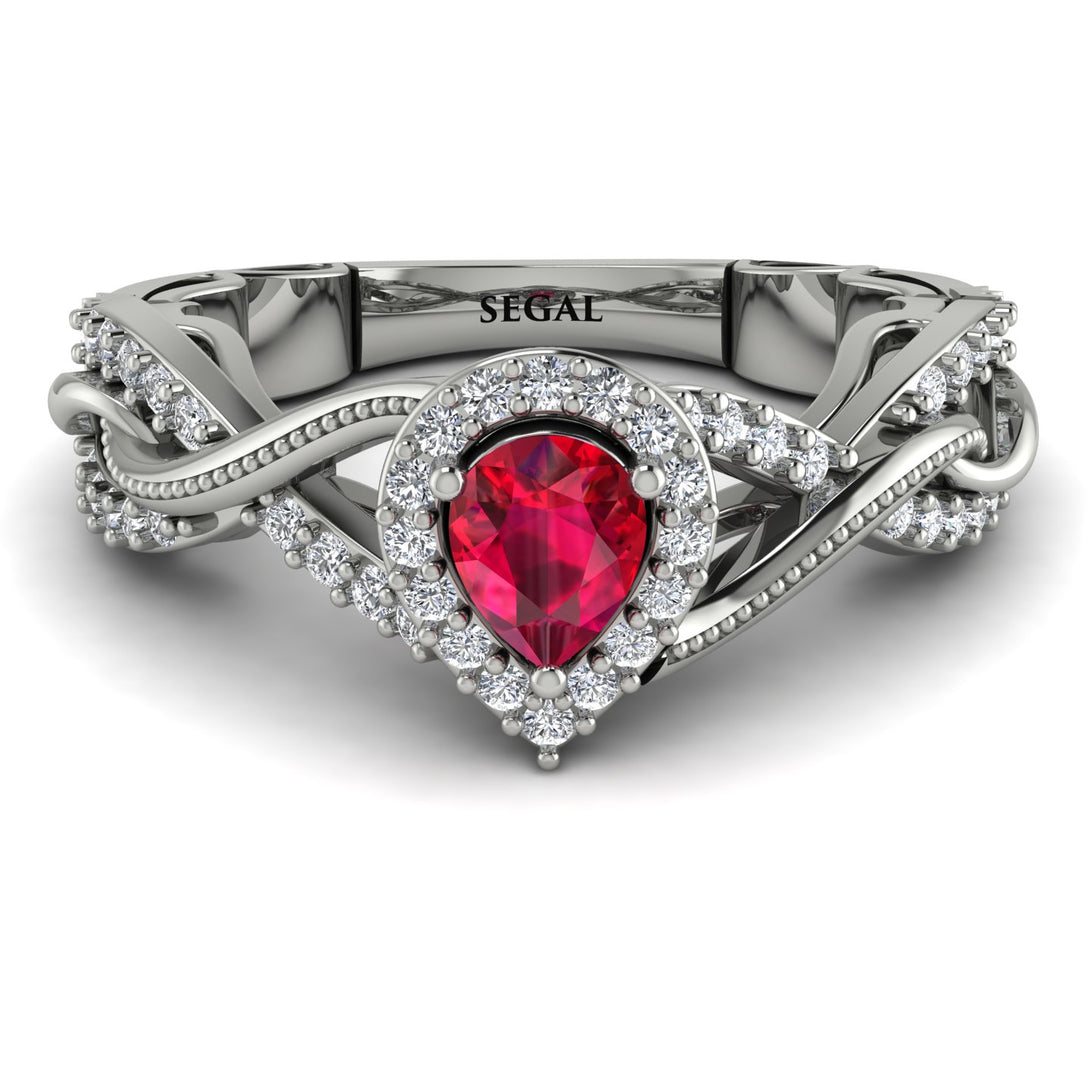 Infinity Inspired Halo Ruby Engagement Ring - Teresa No. 12