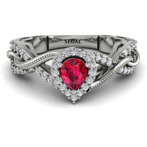 Infinity Inspired Halo Ruby Engagement Ring - Teresa No. 12 image 1