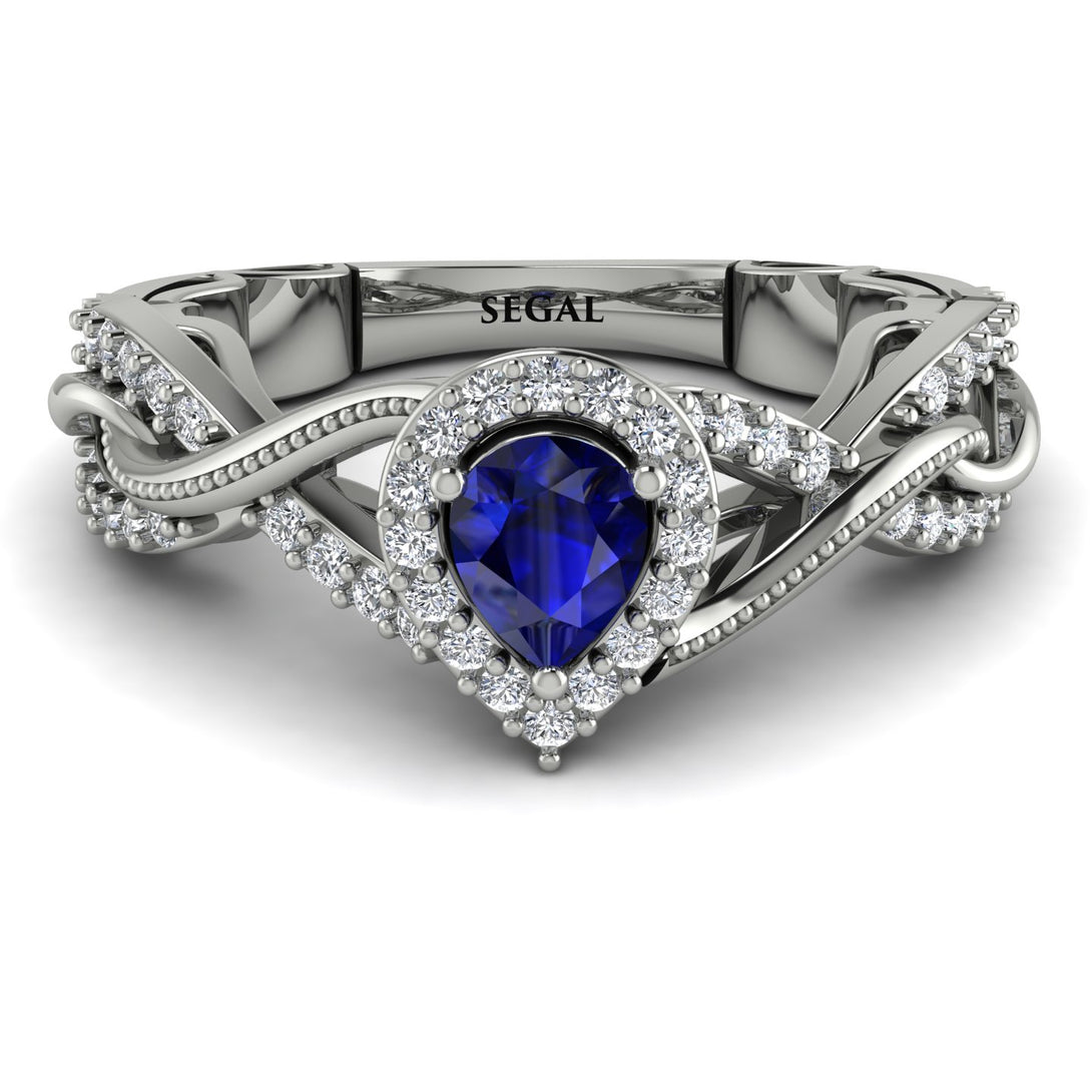 Infinity Inspired Halo Sapphire Engagement Ring - Teresa No. 15