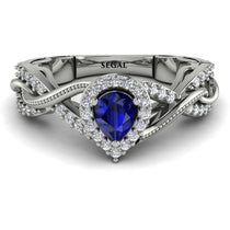Infinity Inspired Halo Sapphire Engagement Ring - Teresa No. 15 image 1