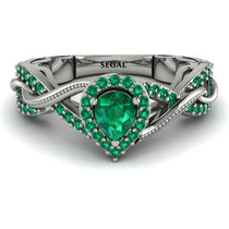 Infinity Inspired Halo Emerald Engagement Ring - Teresa No. 21 image 1