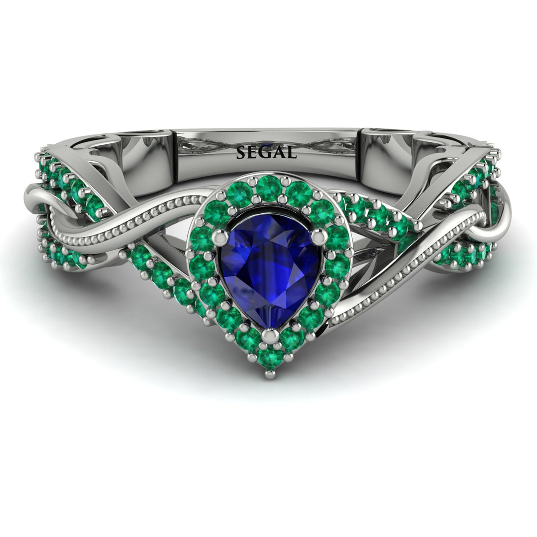 Infinity Inspired Halo Sapphire Engagement Ring - Teresa No. 30