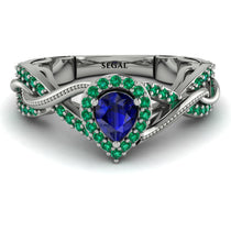 Infinity Inspired Halo Sapphire Engagement Ring - Teresa No. 30 image 1
