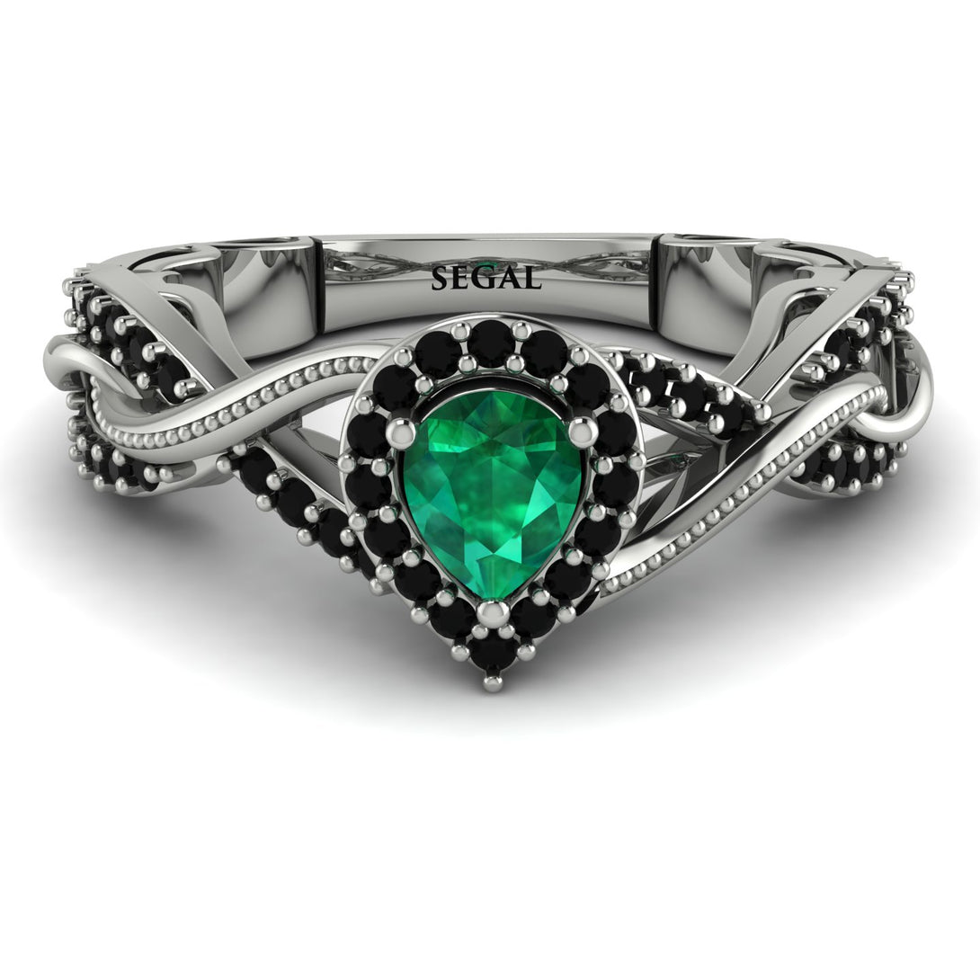 Infinity Inspired Halo Emerald Engagement Ring - Teresa No. 36