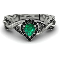 Infinity Inspired Halo Emerald Engagement Ring - Teresa No. 36 image 1