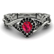 Infinity Inspired Halo Ruby Engagement Ring - Teresa No. 42 image 1