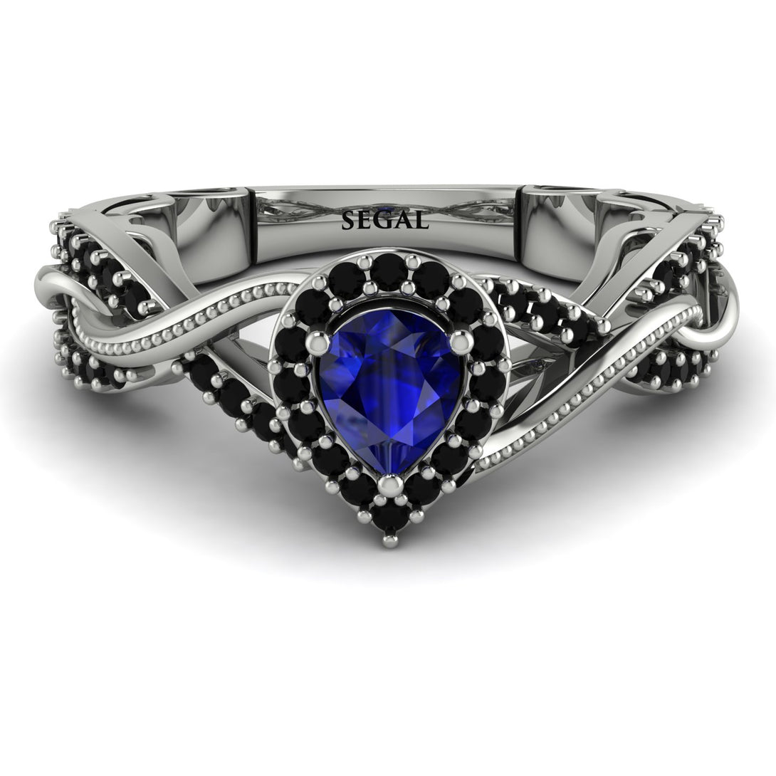 Infinity Inspired Halo Sapphire Engagement Ring - Teresa No. 45