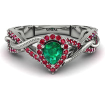 Infinity Inspired Halo Emerald Engagement Ring - Teresa No. 51 image 1