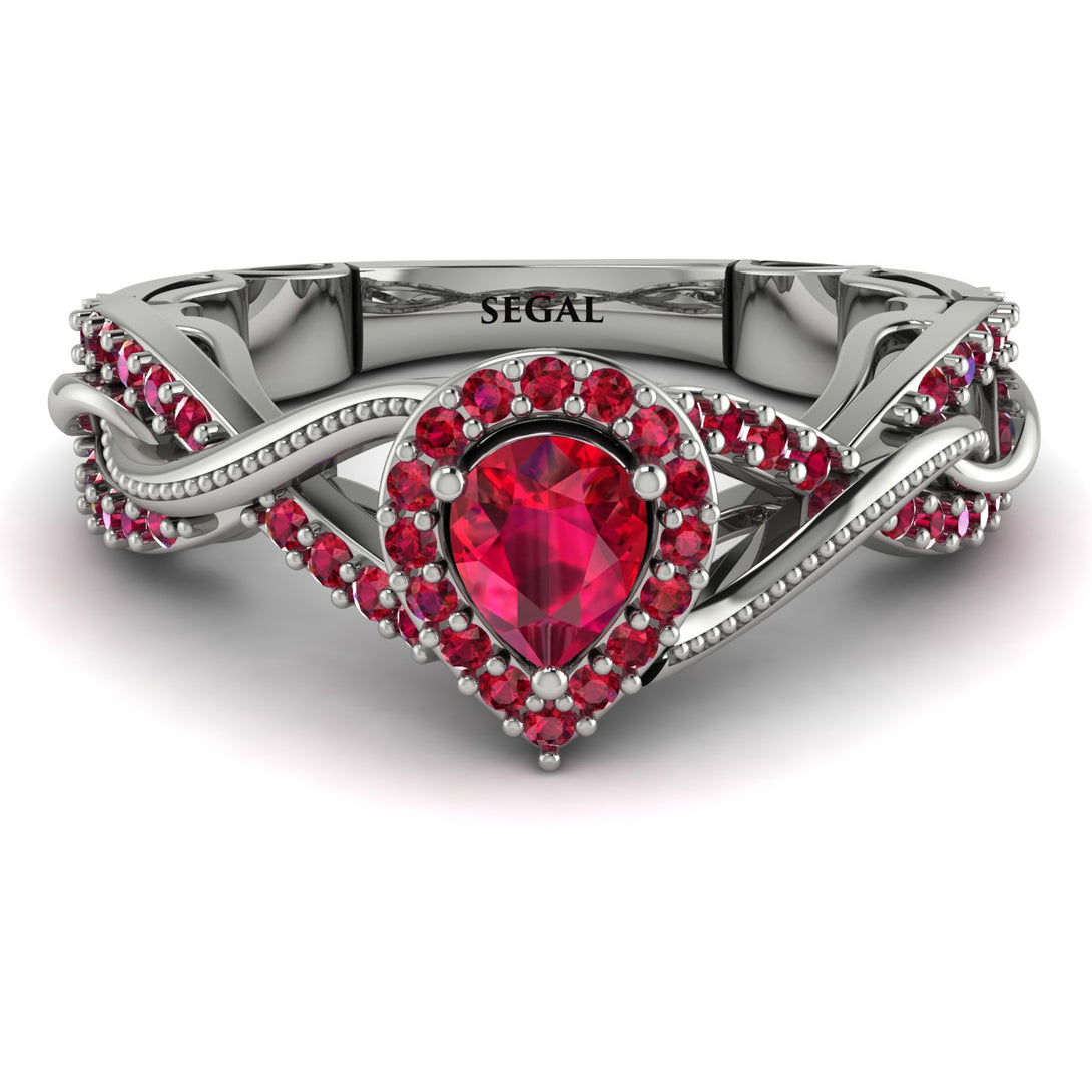 Infinity Inspired Halo Ruby Engagement Ring - Teresa No. 57