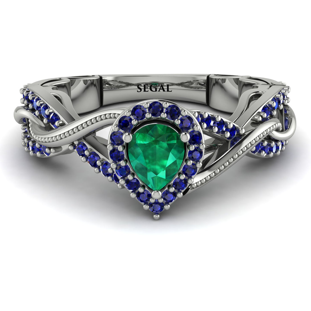 Infinity Inspired Halo Emerald Engagement Ring - Teresa No. 66