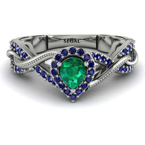 Infinity Inspired Halo Emerald Engagement Ring - Teresa No. 66 image 1