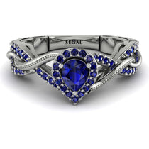 Infinity Inspired Halo Sapphire Engagement Ring - Teresa No. 75 image 1