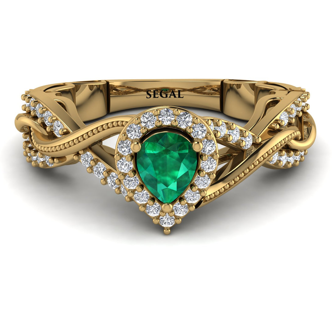 Infinity Inspired Halo Emerald Engagement Ring - Teresa No. 4