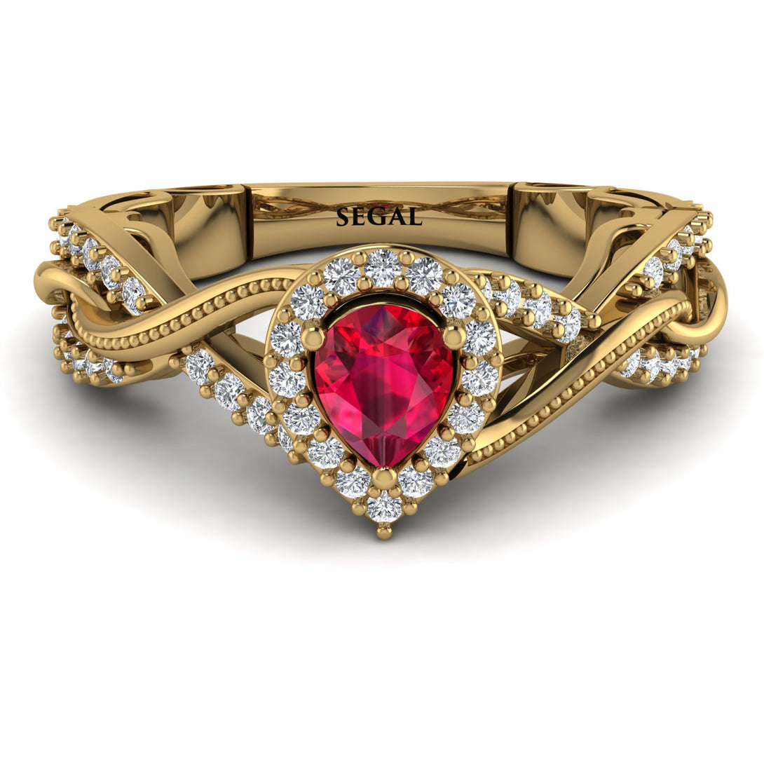 Infinity Inspired Halo Ruby Engagement Ring - Teresa No. 10