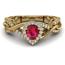 Infinity Inspired Halo Ruby Engagement Ring - Teresa No. 10 image 1