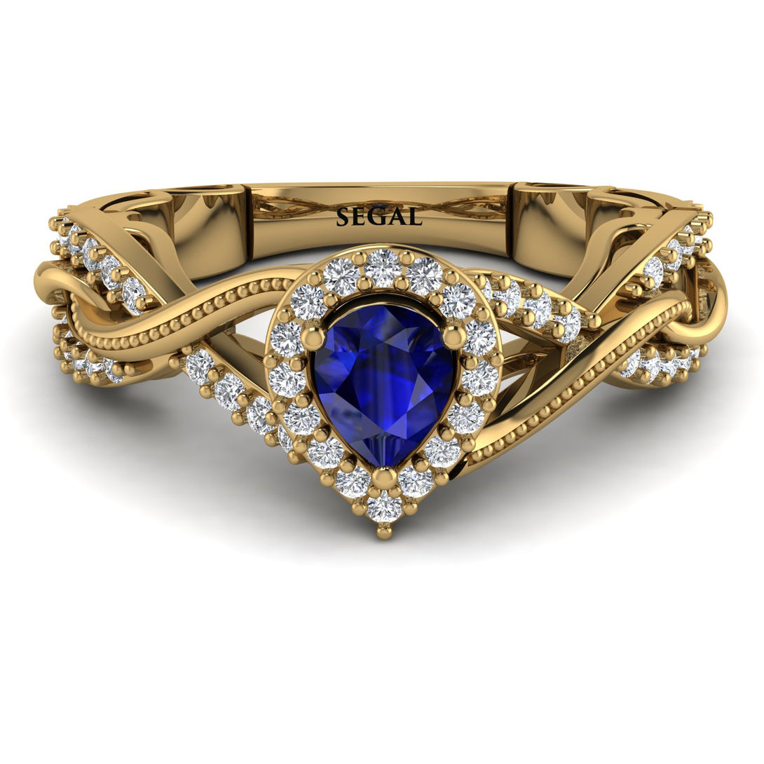Infinity Inspired Halo Sapphire Engagement Ring - Teresa No. 13
