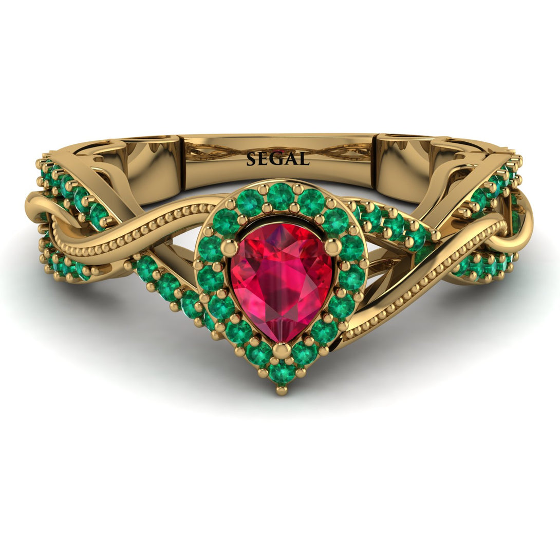 Infinity Inspired Halo Ruby Engagement Ring - Teresa No. 25